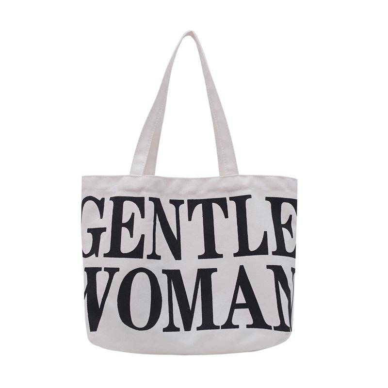 2025 Autumn Trend: Korean Style Canvas Shoulder Tote - Large Capacity and Stylish Letter Design