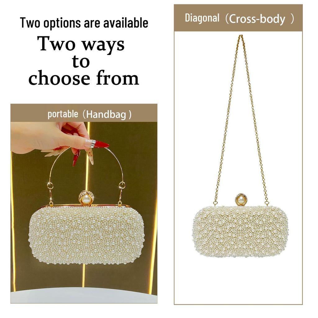 Elegant Pearl Evening Clutch Women's Luxury Chain Crossbody Handbag