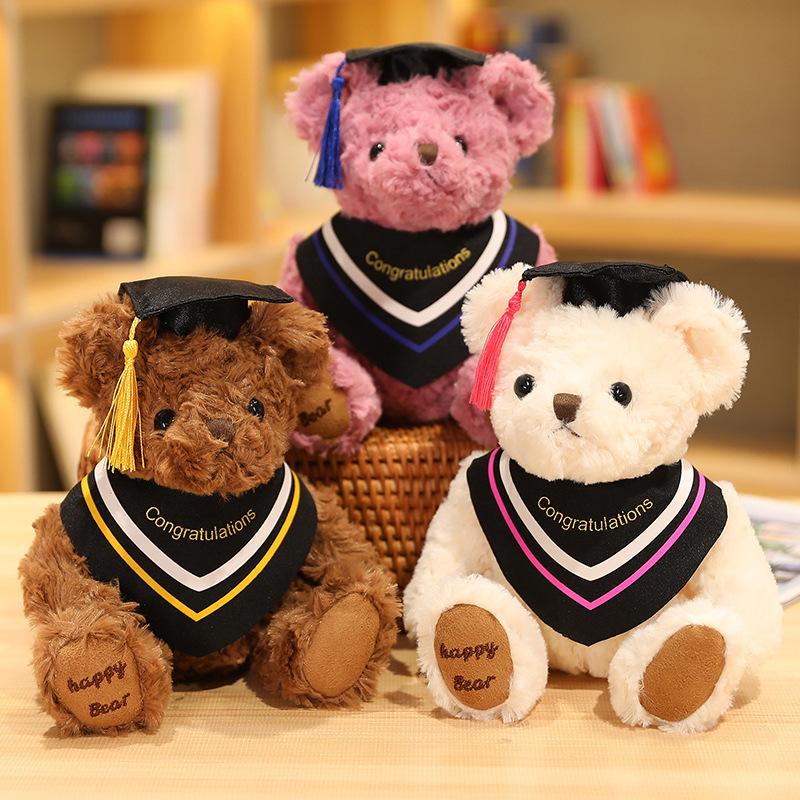 New British Doctor Teddy Bear Plush Toy Doll Graduation Gift Souvenir for Friends Brown Bear