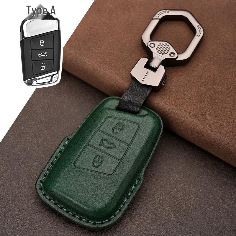 Genuine Leather Car Key Cover for Volkswagen: Fits T-Roc, Teramont, Tiguan, CC, Bora, Golf 7, Golf 6, Lamando.