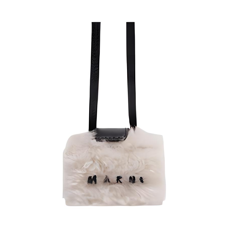 Marni Logo Wool Shoulder Crossbody Headphone Bag Women bags White AUMO0003Q0LM071ZO186 Basic Set (Bag+Dust Bag)