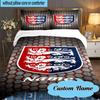 Custom Name England Football Crest Bedding Set 3pcs, Bedding Set Including 1pc Duvet Cover And 2pcs Pillowcases for Bedroom, Dormitory Gift