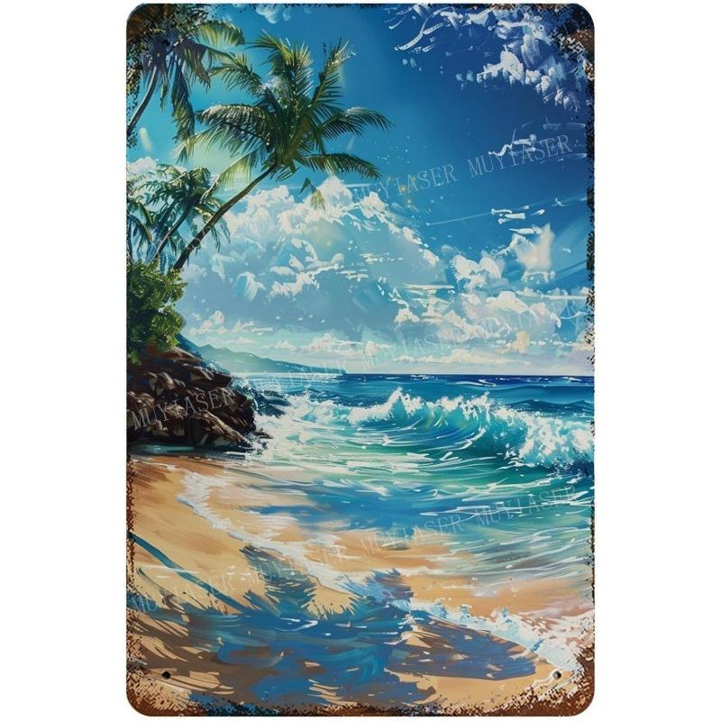 Vintage Cat Metal Plate, Rectangular Iron Wall Art Bar Decor