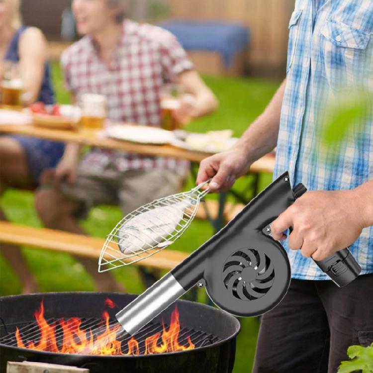 Electric BBQ Fan Air Blower DC12.6V Camping Cooking Stove Bellows +2x Batteries