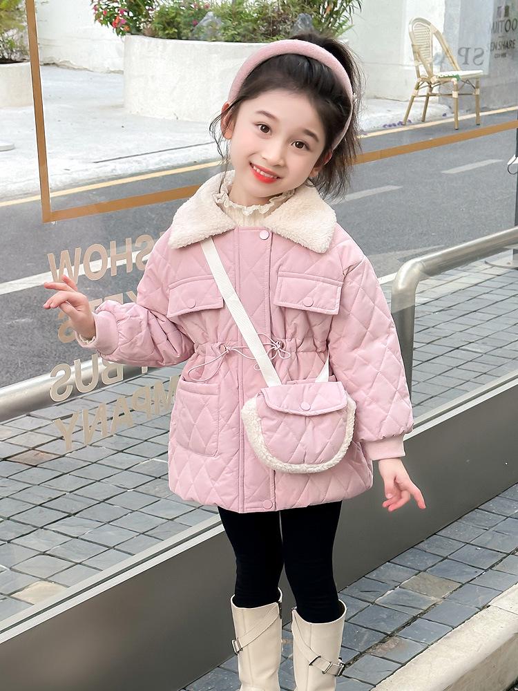 Girls' 2025 Fleece-lined Winter Coat: New Thickened Cotton Jacket for Autumn & Winter