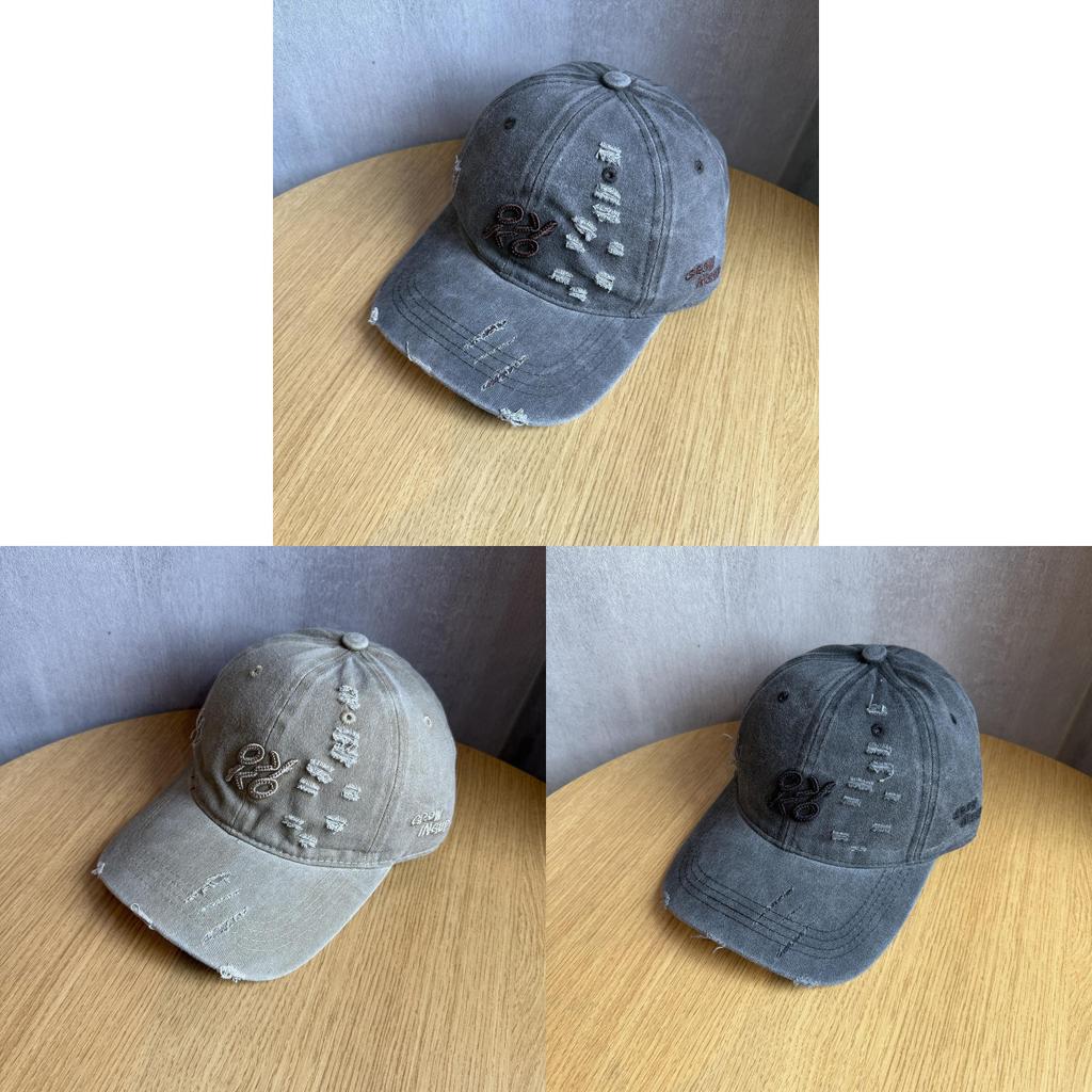 Retro Distressed Waterwash Cotton Letter Baseball Hat For Urban Style Men And Women