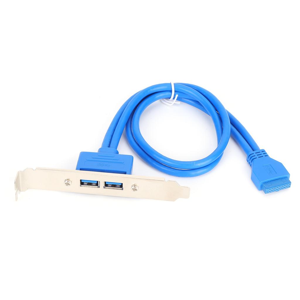Double USB Baffle Cable Motherboard 19 Pin to Dual Port A Female Extension Rear Panel BracketBlue