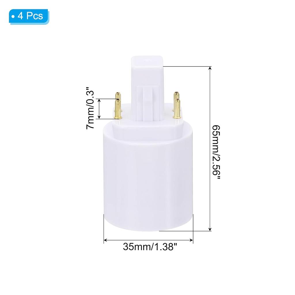 PATIKIL G24q To E26/E27 Light Socket Adapter, 4pcs Lamp Holder Convert 4 Pin To Screw Base Converter for Halogen CFL Light Bulb
