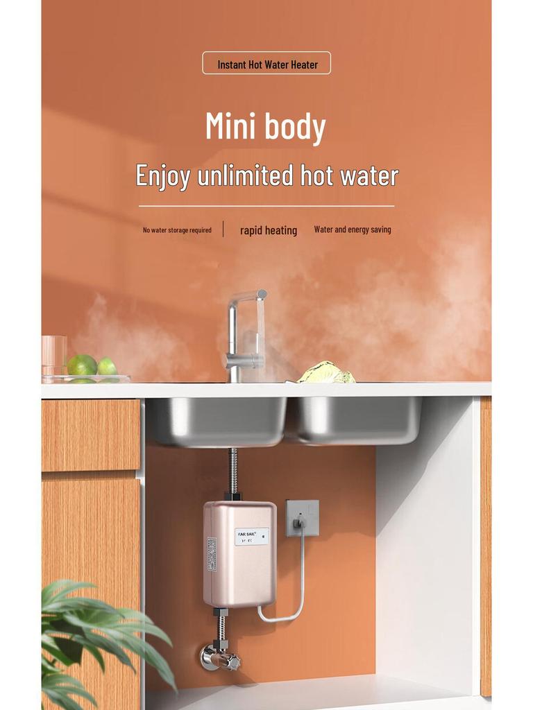 Compact Instant Electric Water Heater for Kitchen & Bathroom - Quick Heating, Constant Temperature, Energy Efficient