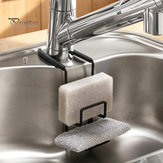 Double Layer Storage Rack Kitchen Sink Sponge Holder, Iron Faucet Organizer, Rustproof Rust Proof Shelf Hollow Design for Dish Soap And Cleaning