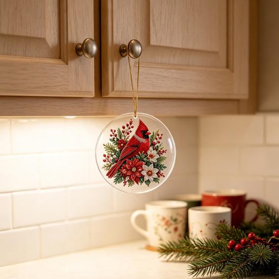 Acrylic Holiday Hanging Ornaments Christmas Ornament, Double Side Printed Santa Pendant for Tree Window, Personalized Gift Tags 2D Flat Festive Decor