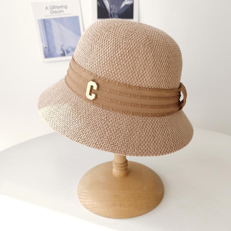 Letter C decoration with dome spring and summer travel sunshade sunscreen hat children's casual washbasin hat