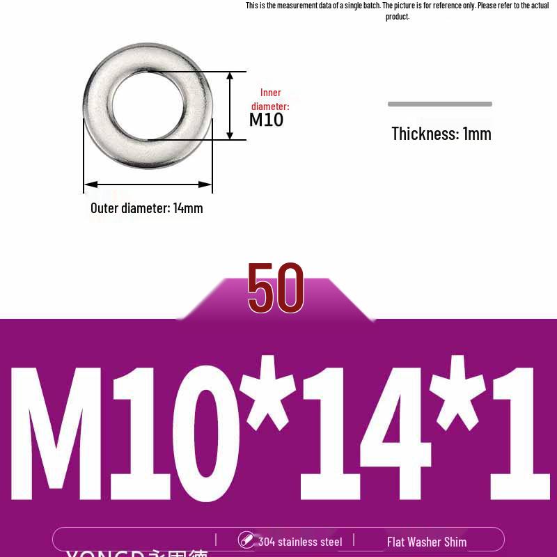 304 Stainless Steel Thickened Flat Washer / Ultra-thin Metal Gasket, Sizes M1.6-M10