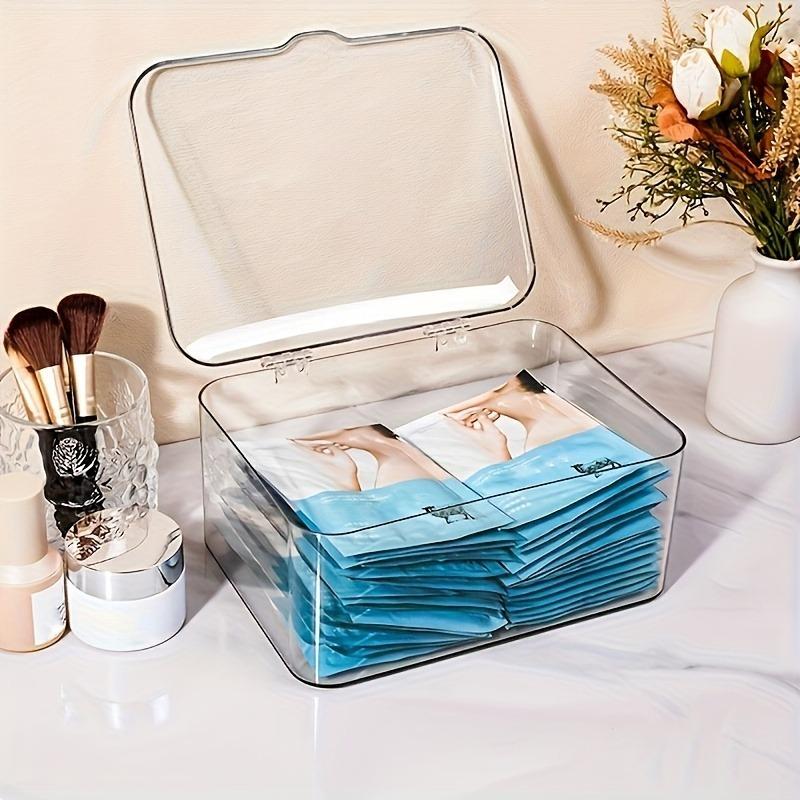 2PCS Acrylic Storage Boxes with Flip-Top Lid Transparent Container Home Organizer Space-Saving Storage for Bathroom Desk Bedroom