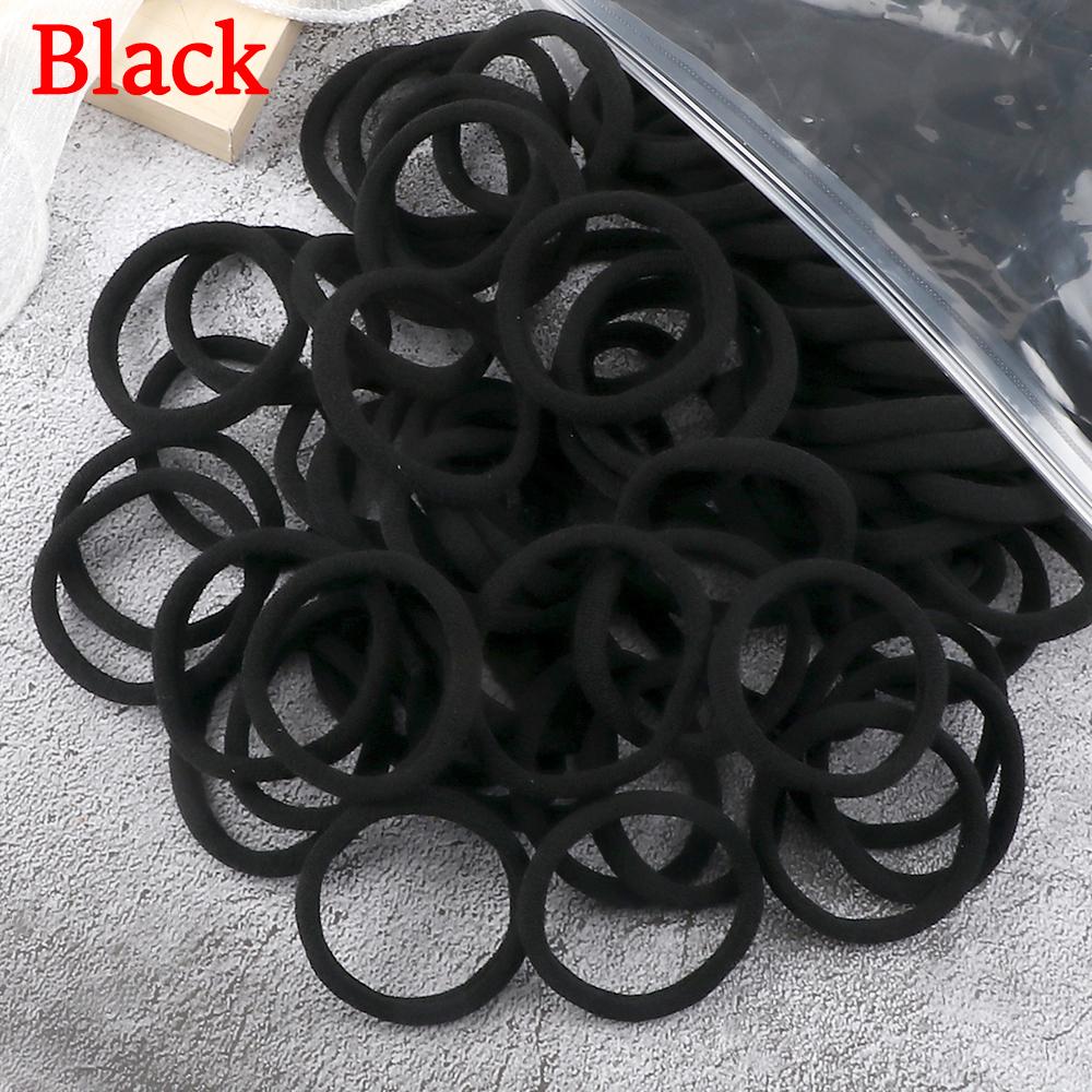 25 Colors 50/100PCS Elastic Black Hair Bands Ties 4cm Solid Color Headband for Women Girls Hair Accessories Gift Ponytail Holder