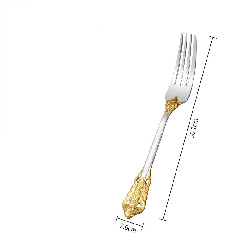 1 Pieces Luxury Gold Plated Cutlery Set Vintage Western Stainless Steel Tableware Wedding Engraving Dinnerware Knife Fork Spoon