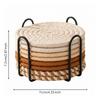 8 Pieces Braided Coaster Washable Set with Metal Storage Rack Reusable Thread Warming Mat