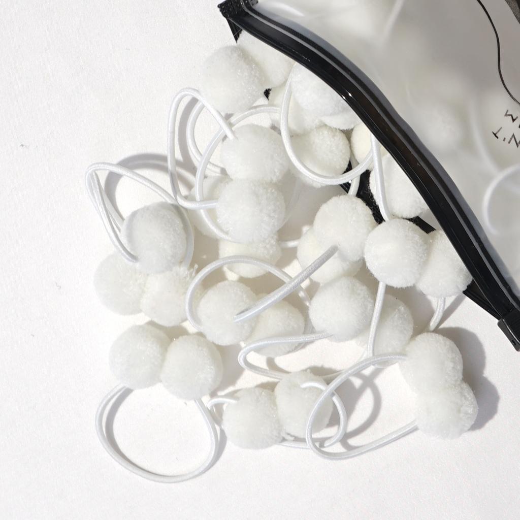 20 Stück 1,4" Kleine Solide Doppelte Fellkugel mit Elastischem Seil Handgemachtes Band für Kinder Mädchen Haaraccessoires