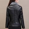 Fall Winter Women Jacket Thick Plush Faux Leather Solid Color Turn-down Collar