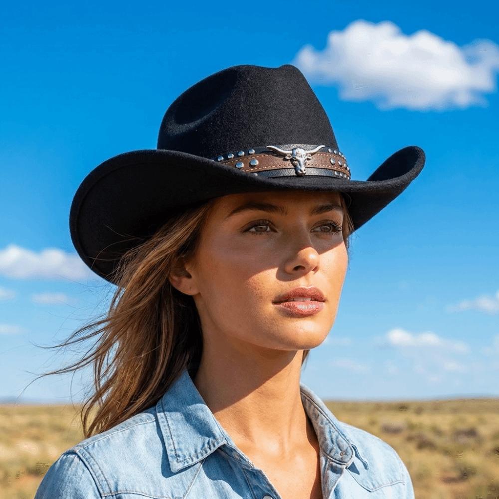 Soft Felt Cowgirl Hat Wide Brim Sun Hat Fashion Riding Hat Theme Party