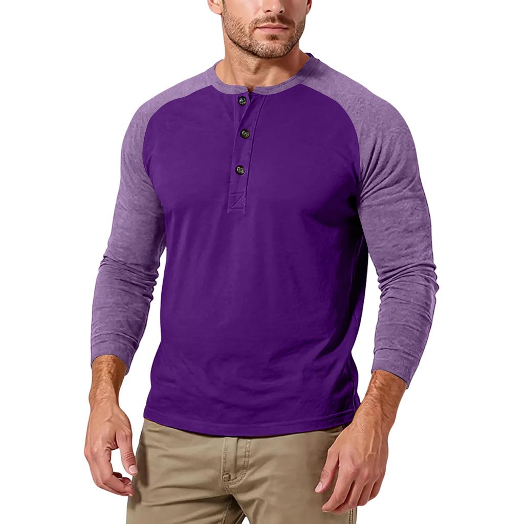 Men's Casual Solid Color Buckle Quick Dry Shoulder  Long Sleeved