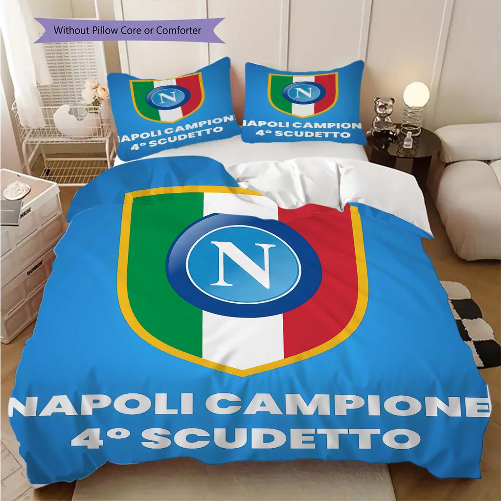 SSC Napoli Muster Bettwäsche Steppdecke Set Bettbezug Kissenbezug Heimdekoration Geburtstagsgeschenk (1 Bettbezug + 2 Kissenbezüge, ohne Füllung)