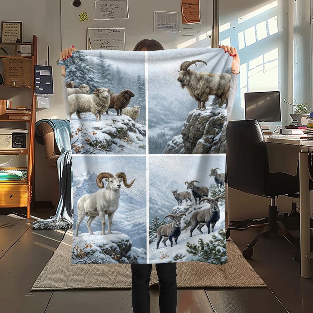 

1PC Animal Watercolor Print FlAannel Blanket, High quality Comfortable for All Seasons, Home Decor, Warmth and Comfort 80cm x 120cm