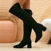 Fashion Liyke Autumn Winter Zip Over The Knee Boots Women Low Square Heels Sexy Pointed Toe Motorcycle Thigh High Shoes Botas Mujer