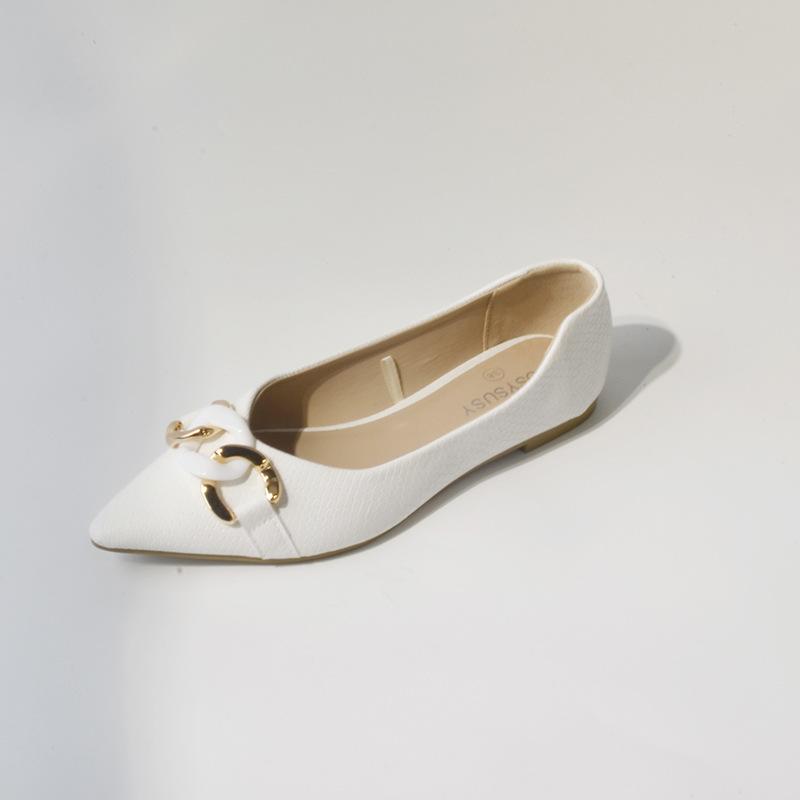 

Весенняя и осенняя обувь больших размеров, удобные однотонные туфли, повседневные туфли на плоской подошве с острым носком 41 белый