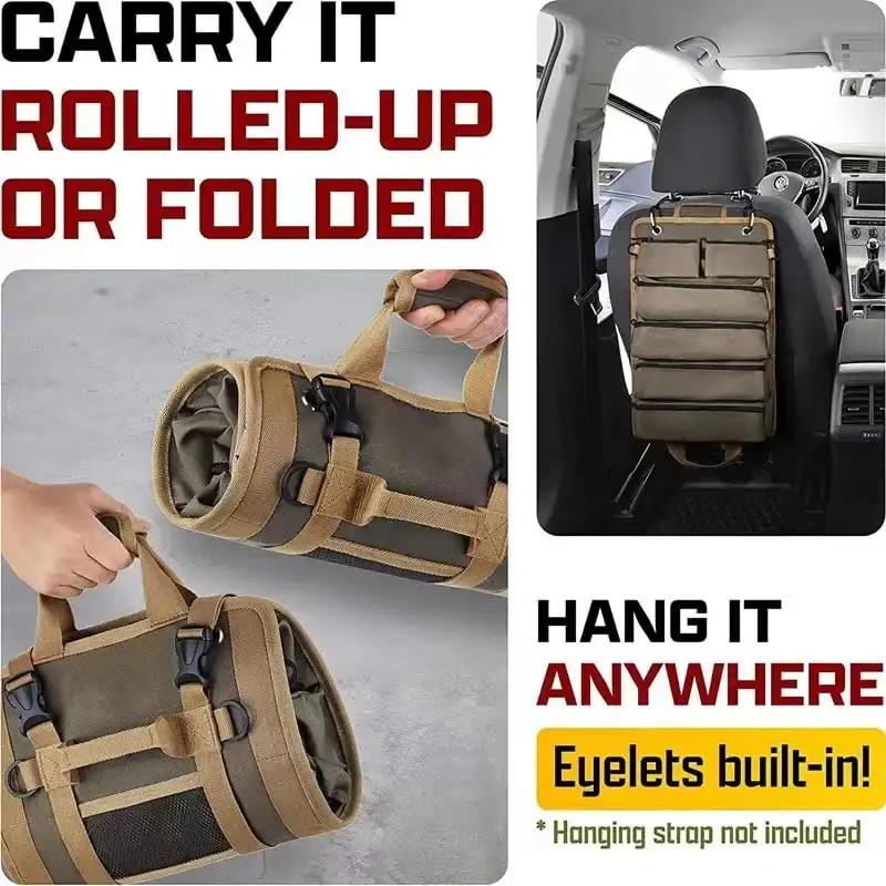 Tool Roll Bag Organizers Electrician Kit Roll-Type Easy Carry Storage Hanging Bag Vehicle-Mounted Multifunctional Hardware Gift