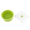 800ml Round Silicone Bento Box Collapsible Lunch Box Microwave Food Container (Light Green)