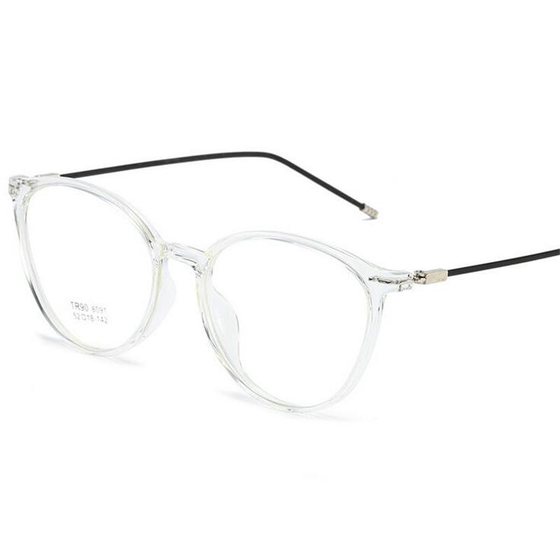 Transparent Gray Oval Nearsighted Glasses Ultralight  Steel Wire Leg Prescription Eyeglasses Diopter 0 -0.5 -1.0 To -6.0
