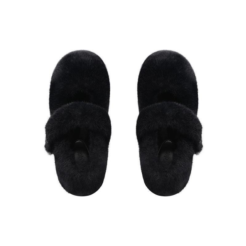 

Women s Slip-On Fairy-Style Velvet Warm Furry Flats: Autumn/Winter, One-Strap, Round Toe, Bean-Shaped 43