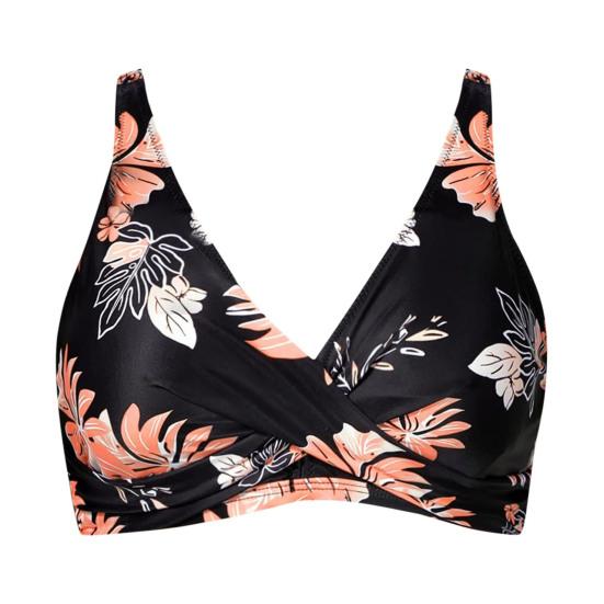 Women Bikini Bra V-Neck Sleeveless Leopard Print Tops Backless Knotted Design Push Up Tops Bathing Suit