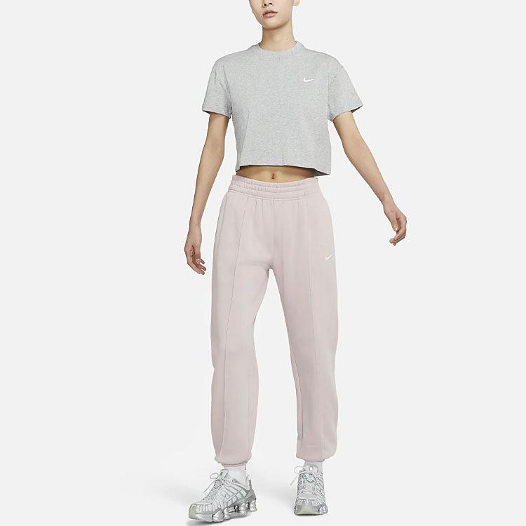 Nike Lab Casual Solid Color Logo Short Sleeve Crew Neck Top Women tops Gray DA0324-063