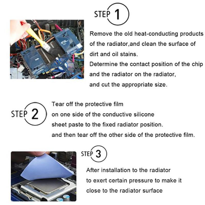 8W/12/17/20W 100X100Mm Thermal Pad Gpu Cpu Heatsink Cooling Conductive Silicone Pad