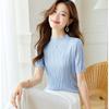 Srcr Damen 100% Maulbeerseide Slim Fit Gestricktes Kurzarm-T-Shirt