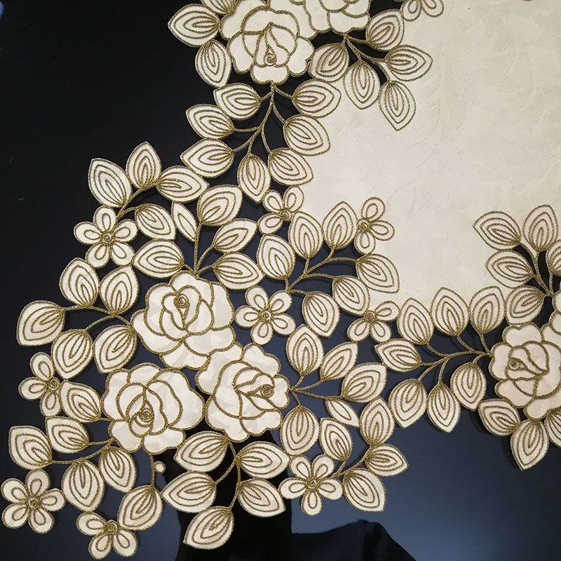 

Style Fabric Embroidered Tablecloth Coffee Table Towel Table Runner Table Mat Cut Out Cover Towel Placemat Dining Table Solid Wood Table Runner Beige + Lemon Tea 50*95cm