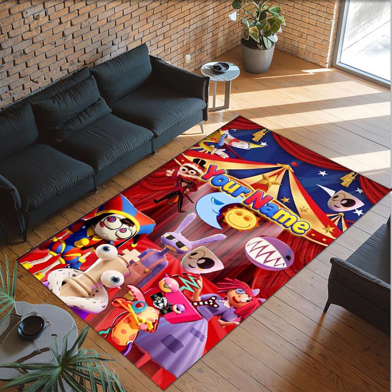 Personalized Crystal Velvet Carpet Custom Name Text,The Amazing Digital Circus Anti Slip Area Rug For Home Decoration