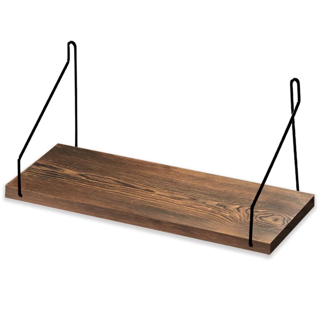 Natural Wood Easy DIY Wooden Display Simple Wire Convenient Storage Wall-Mounted Shelf, Installation, Bookshelf, Shelf, Attachment, (Brown, 40cm)