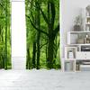 2pcs- Green simulated forest polyester curtains, pole bag curtains 42 * 84, bedroom, living room, family room decoration