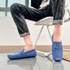 Herren Mokassins Fahrschuhe Leder Flats Lässige Slipper Übergröße Farbdruck Schuhe für Herren
