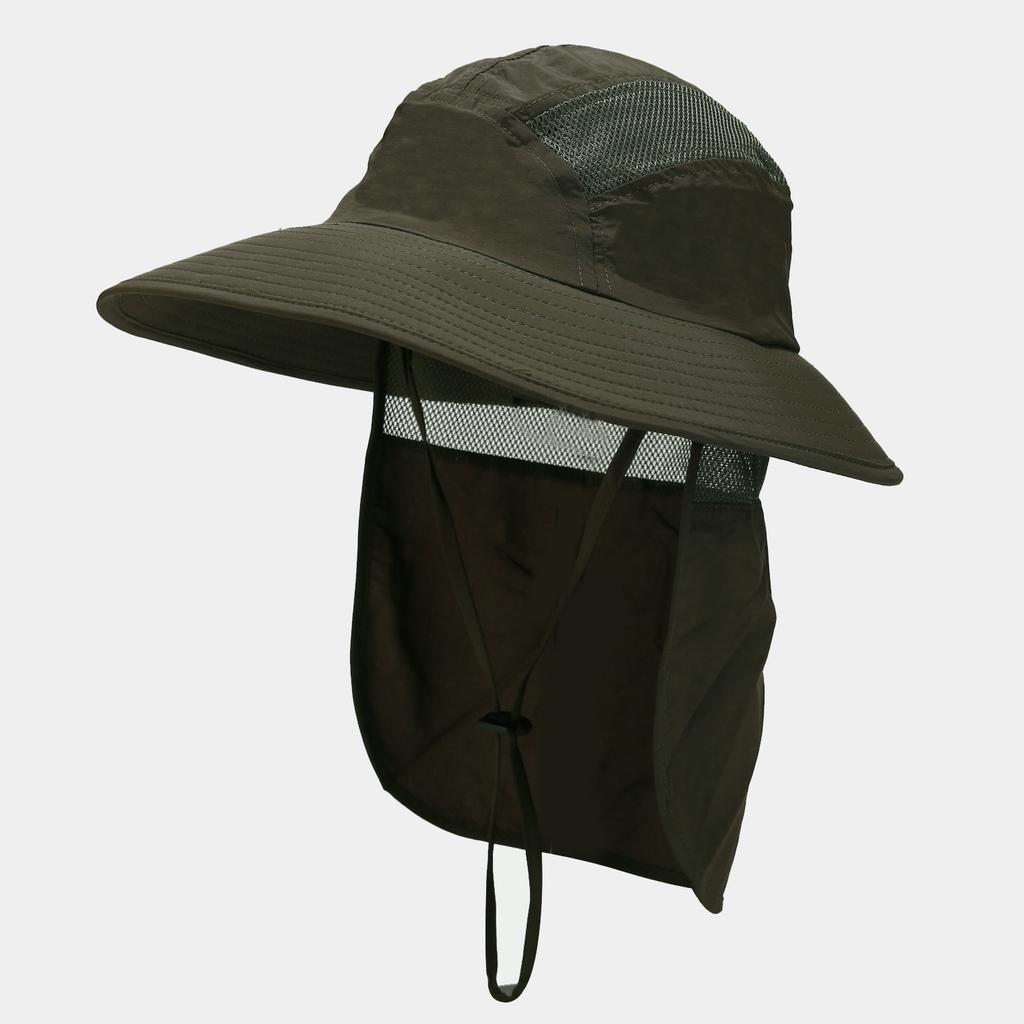 Cappello da Pesca con Ampio Bordo Regolabile Protezione UV, Cappellino Traspirante con Coulisse e Parasole Staccabile per Sport all'Aperto