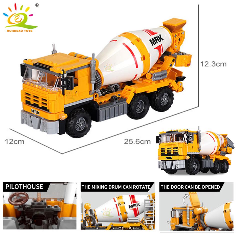 Engineering Truck Building Blocks Vehicle Excavator Bulldozer Crane Car Bricks City Construction Toys For Children Boys