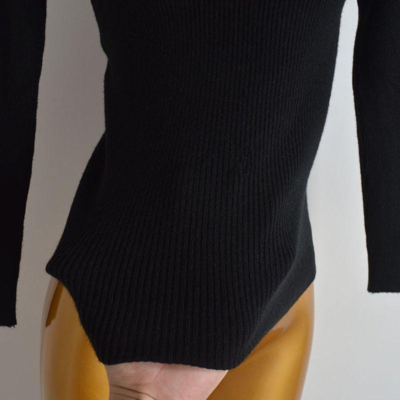 Fall and Winter New Arrival Zipper Turtleneck Pullover Long Sleeve Knitwear Women's Clothing Silm Slimming Inner Short Bottoming Shirt Tops