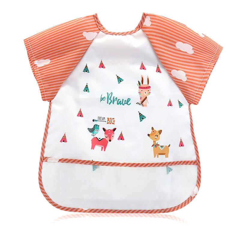 Cute Baby Bibs Toddler Baberos Bavoir Waterproof Long Sleeve Apron Cartoon Animals Children Feeding Smock Bib Baby Stuff 0-3Y