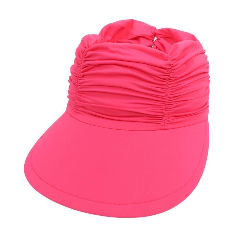 Long Brim Sun Hat for Women Breathable Open Top Sun Beach Cap UV Protective Hat with Adjustable Strap Foldable Visor Hat