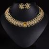 Sparkling Colourful Niche Delicate Flower Jewellery Necklace Earrings 2 Pcs Set Wedding Banquet Prom Bridal Women Dubai M-586