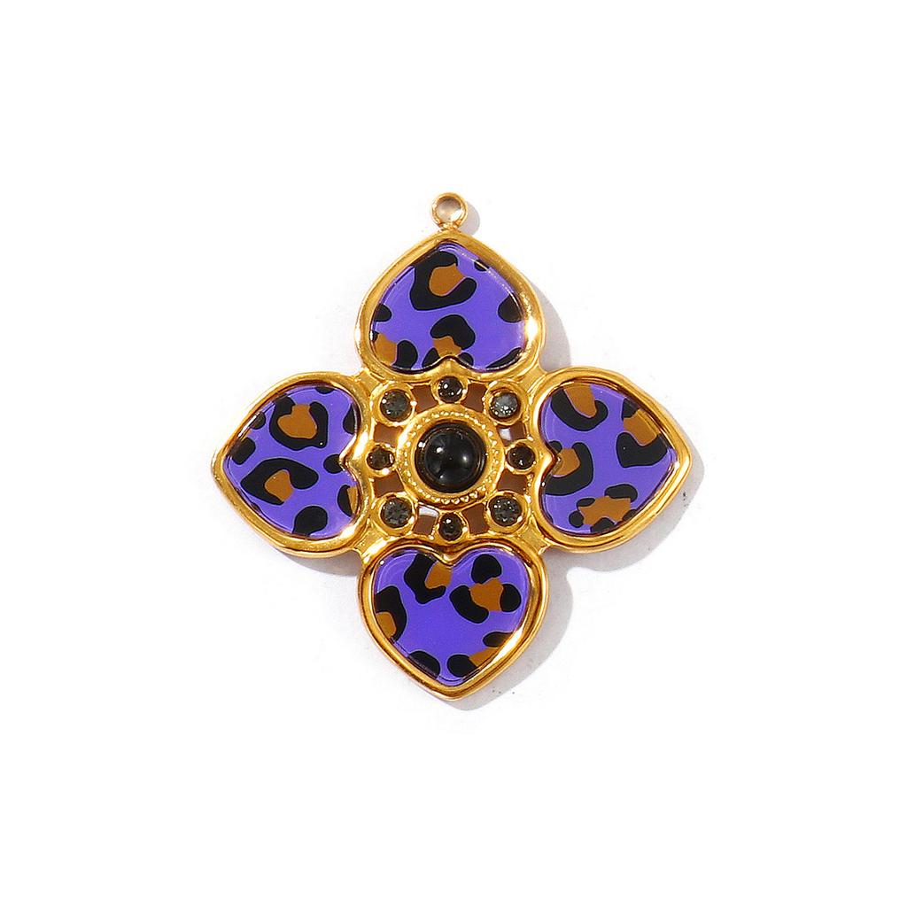 1 Piece 304 Stainless Steel Charms Heart Flower Leopard Print Geometric 18K Gold Plated Pendant For DIY Necklace Jewelry Making
