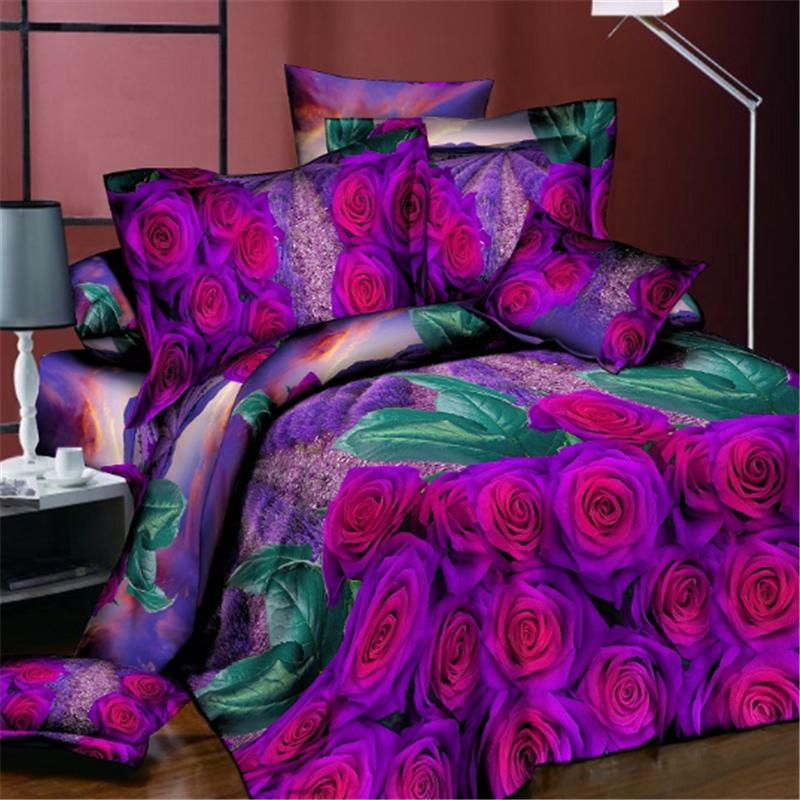 Fashion Home Decor 3D Duvet Cover Pillowcase Quilt Bedding Set Queen King Pretty Rose Flower